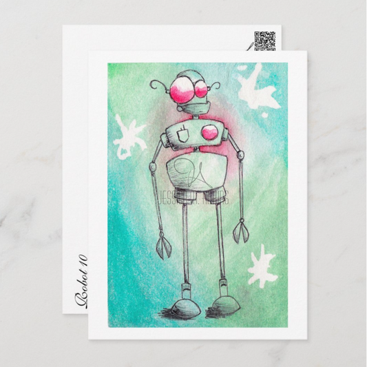 4 Robot 10 Postcard Print